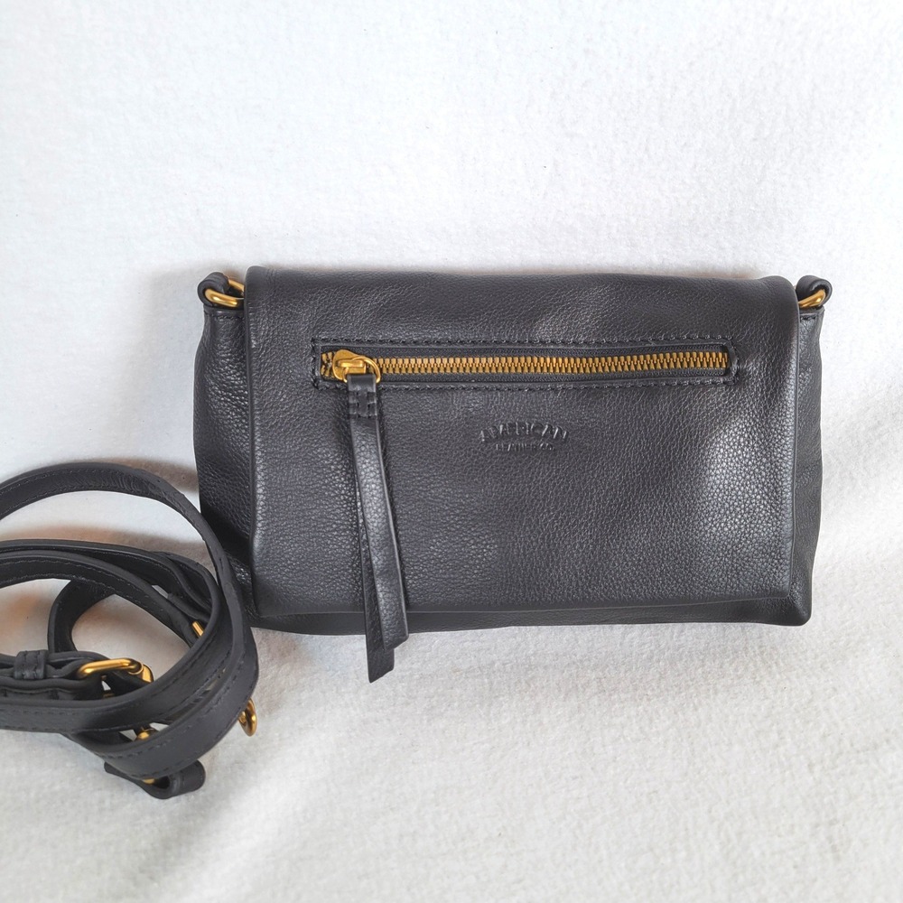 American Leather Co Women Crossbody Positano Pebbled Leather Bag Small Black